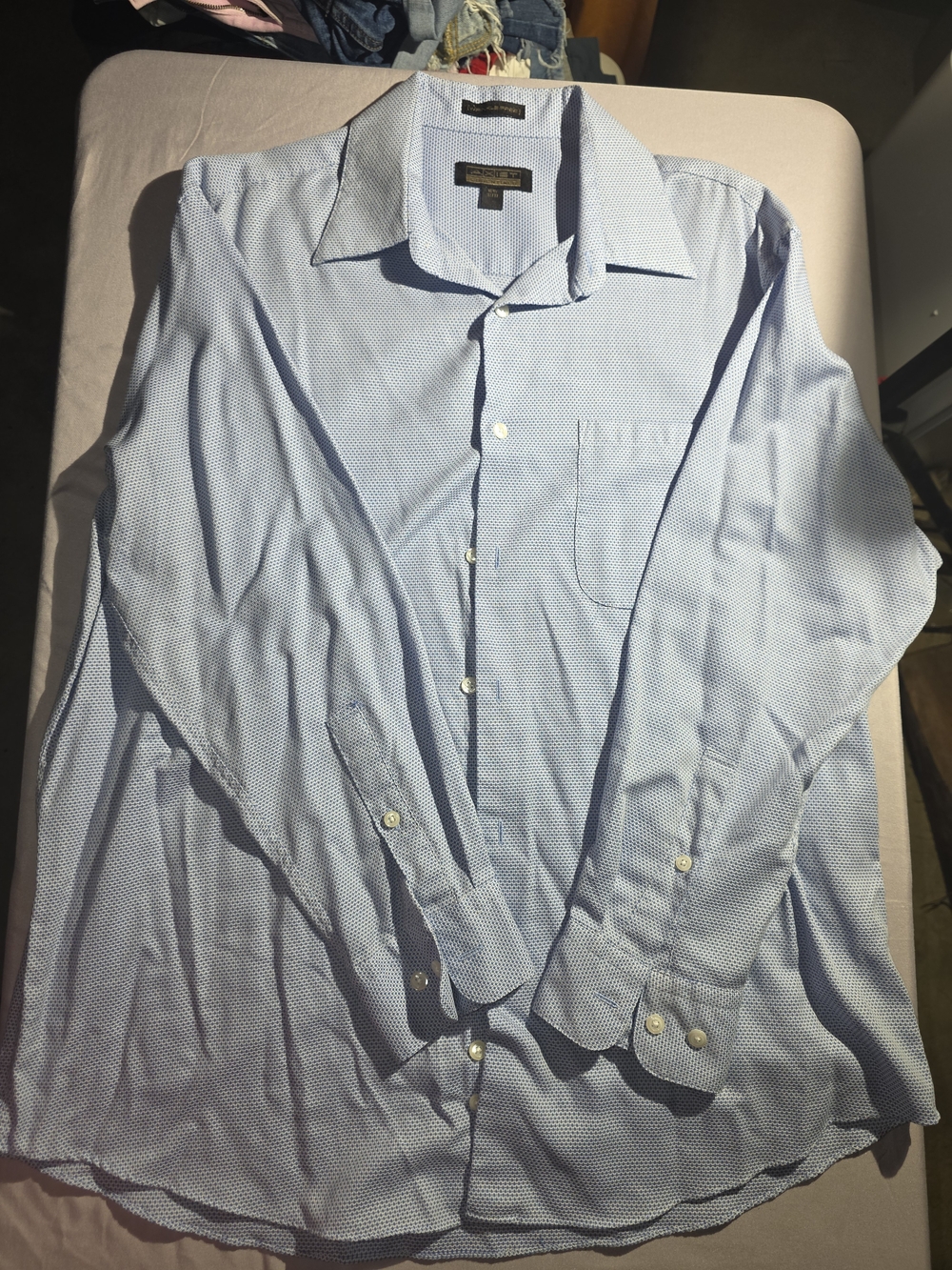 Axist Light Blue Micro-Pattern Dress Shirt, Size Large 16.5" Neck